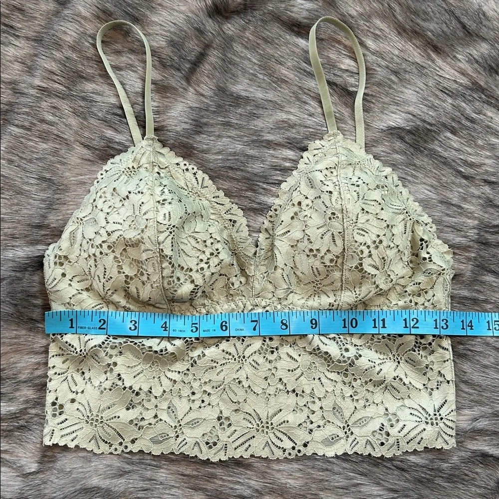 Aeropostale Boho Sage Green Lace Lined Adjustable Crochet Bralette Medium